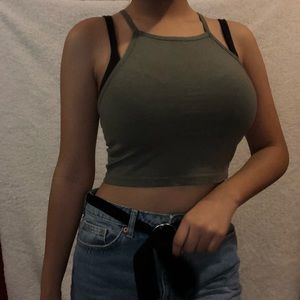 H & M Olive green crop top